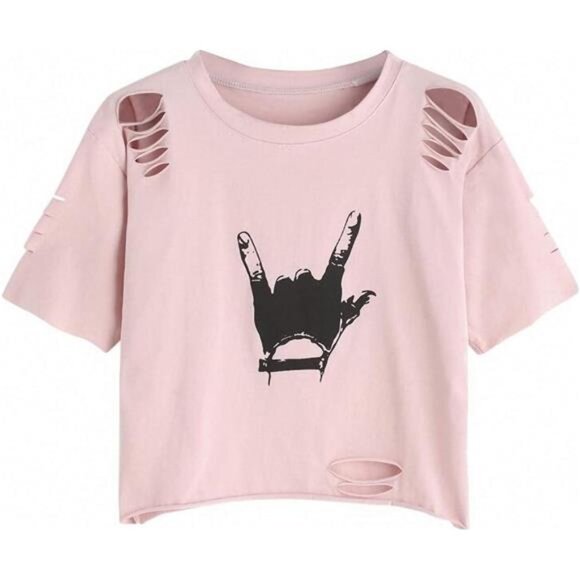 Women's Short Sleeved Distressed Top main image 1